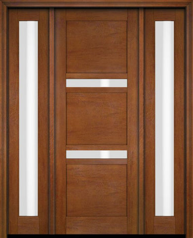 WDMA 52x96 Door (4ft4in by 8ft) Exterior Swing Mahogany 132 Windermere Shaker Single Entry Door Sidelights 4