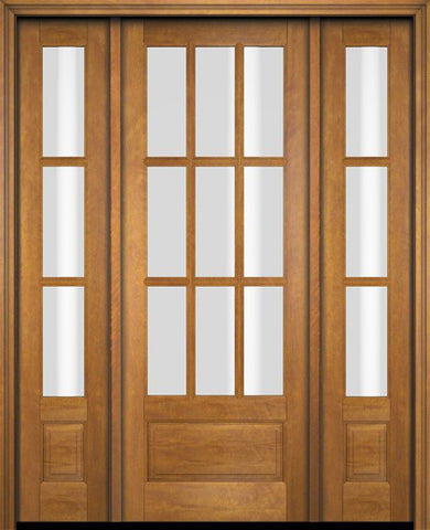 WDMA 52x96 Door (4ft4in by 8ft) Exterior Swing Mahogany 3/4 9 Lite TDL Single Entry Door Sidelights 1