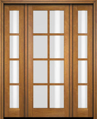 WDMA 52x96 Door (4ft4in by 8ft) Exterior Swing Mahogany 8 Lite TDL Single Entry Door Sidelights 1