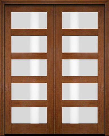 WDMA 52x96 Door (4ft4in by 8ft) Interior Swing Mahogany Modern 5 Lite Shaker Exterior or Double Door 4