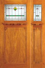 WDMA 54x80 Door (4ft6in by 6ft8in) Exterior Mahogany Doors and Sidelight Frank Lloyd Wright Glass Design 1