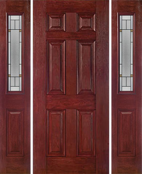 WDMA 54x80 Door (4ft6in by 6ft8in) Exterior Cherry Six Panel Single Entry Door Sidelights 1/2 Lite TP Glass 1