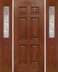 WDMA 54x80 Door (4ft6in by 6ft8in) Exterior Mahogany Six Panel Single Entry Door Sidelights 1/2 Lite w/ HM Glass 1