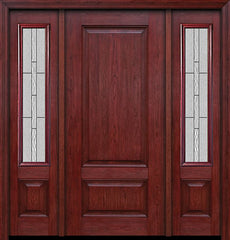 WDMA 54x80 Door (4ft6in by 6ft8in) Exterior Cherry Two Panel Single Entry Door Sidelights Waterside Glass 1