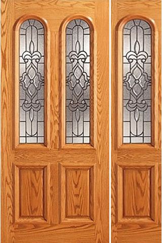 WDMA 54x80 Door (4ft6in by 6ft8in) Exterior Mahogany Arch Twin Lite House One Sidelight Glass Door 1