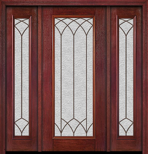 WDMA 54x80 Door (4ft6in by 6ft8in) Exterior Cherry Full Lite Single Entry Door Sidelights Davidson Glass 1