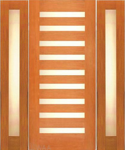 WDMA 54x96 Door (4ft6in by 8ft) Exterior Mahogany Contemporary Single Door with two Sidelights Laminated Glass 1