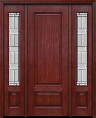 WDMA 54x96 Door (4ft6in by 8ft) Exterior Cherry 96in Two Panel Single Entry Door Sidelights Monterey Glass 1