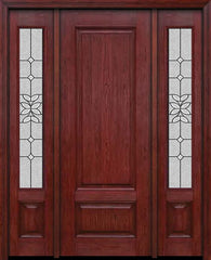 WDMA 54x96 Door (4ft6in by 8ft) Exterior Cherry 96in Two Panel Single Entry Door Sidelights Cadence Glass 1