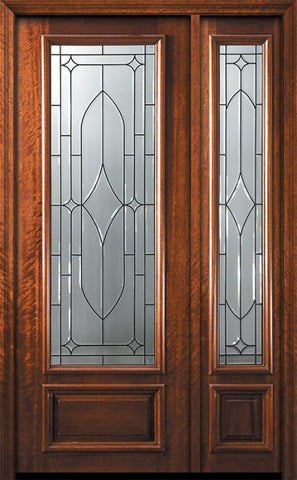 WDMA 54x96 Door (4ft6in by 8ft) Exterior Mahogany 42in x 96in 3/4 Lite Bourbon Street Door /1side 1