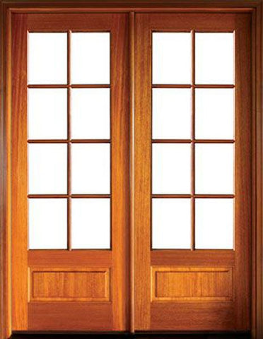 WDMA 56x80 Door (4ft8in by 6ft8in) French Mahogany Alexandria SDL 8 Lite Impact Double Door 1