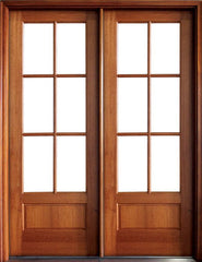 WDMA 56x80 Door (4ft8in by 6ft8in) Patio Mahogany Alexandria SDL 6 Lite Impact Double Door 1