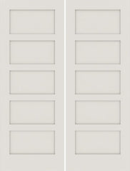 WDMA 56x80 Door (4ft8in by 6ft8in) Interior Swing Smooth 80in Primed 5 Panel Shaker Double Door|1-3/4in Thick 1