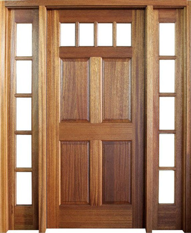 WDMA 56x80 Door (4ft8in by 6ft8in) Exterior Swing Mahogany Louisburg 4 Lite Single Door/2Sidelight 1