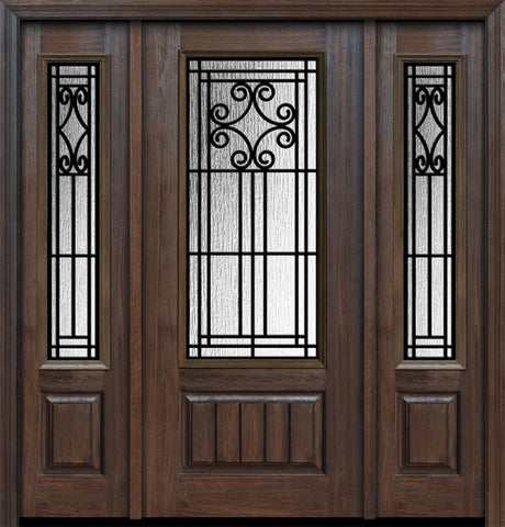 WDMA 56x80 Door (4ft8in by 6ft8in) Exterior Cherry 80in 1 Panel 3/4 Lite Novara / Walnut Door /2side 1