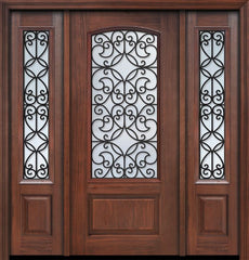 WDMA 56x80 Door (4ft8in by 6ft8in) Exterior Cherry 80in 1 Panel 3/4 Arch Lite Florence / Walnut Door /2side 1