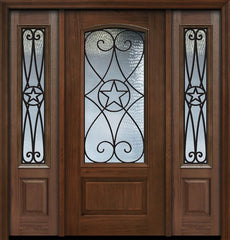 WDMA 56x80 Door (4ft8in by 6ft8in) Exterior Cherry 80in 1 Panel 3/4 Arch Lite Austin / Walnut Door /2side 1