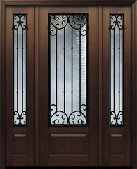 WDMA 56x96 Door (4ft8in by 8ft) Exterior Cherry 96in 1 Panel 3/4 Lite Valencia Door /2side 1