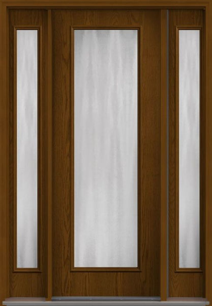 WDMA 56x96 Door (4ft8in by 8ft) Patio Oak Chinchilla 8ft Full Lite Flush Fiberglass Exterior Door 2 Sides HVHZ Impact 1