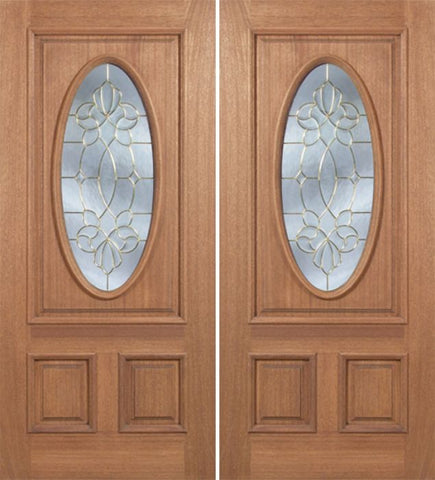 WDMA 60x80 Door (5ft by 6ft8in) Exterior Mahogany Maryvale Double Door w/ CO Glass 1