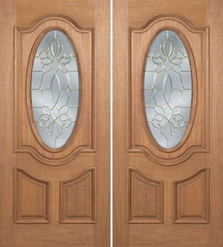 WDMA 60x80 Door (5ft by 6ft8in) Exterior Mahogany Carmel Double Door w/ CO Glass - 6ft8in Tall 1