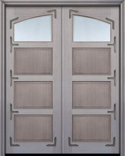 WDMA 60x96 Door (5ft by 8ft) Exterior Mahogany 96in Double 1 Lite Continental TDL Arch Lite DoorCraft Door w/Bevel IG 1