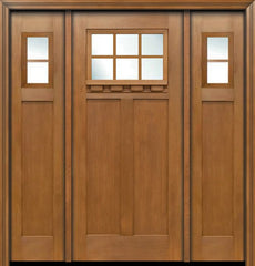 WDMA 64x80 Door (5ft4in by 6ft8in) Exterior Fir Craftsman Top 6 Lite Single Entry Door Sidelights 1