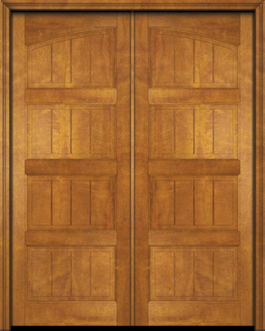 WDMA 64x84 Door (5ft4in by 7ft) Interior Swing Mahogany 4 Panel V-Grooved Plank Rustic-Old World Exterior or Double Door 1