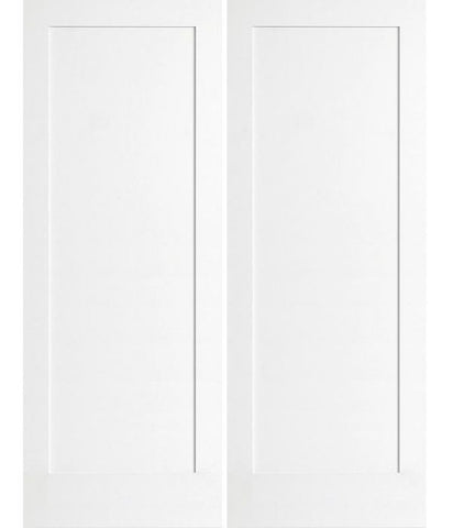 WDMA 64x96 Door (5ft4in by 8ft) Interior Swing Pine 96in Primed 1 Panel Shaker Double Door | 4020 1