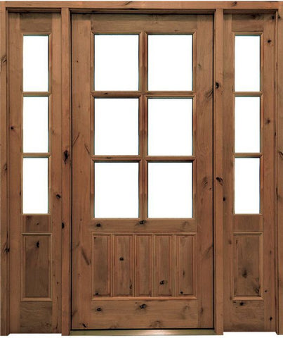 WDMA 64x96 Door (5ft4in by 8ft) Exterior Swing Knotty Alder Oconee TDL 6 Lite Single Door/2Sidelight 1