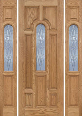 WDMA 64x96 Door (5ft4in by 8ft) Exterior Oak Carrick Single Door/2side w/ L Glass - 8ft Tall 1