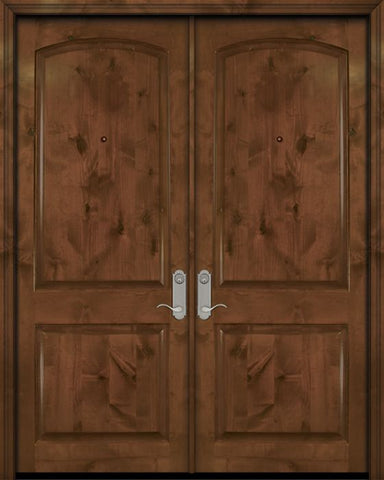 WDMA 64x96 Door (5ft4in by 8ft) Exterior Knotty Alder 96in Double Arch 2 Panel Estancia Alder Door 1