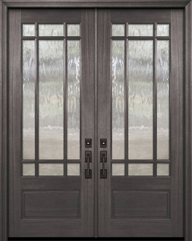 WDMA 64x96 Door (5ft4in by 8ft) Exterior Mahogany 96in Double 3/4 Lite Marginal 9 Lite SDL DoorCraft Door 1