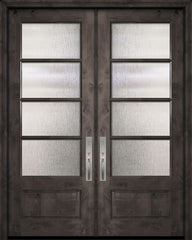 WDMA 64x96 Door (5ft4in by 8ft) Exterior Knotty Alder 96in Double 3/4 Lite 4 Lite Horizontal SDL Estancia Alder Door 1