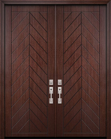 WDMA 64x96 Door (5ft4in by 8ft) Exterior Mahogany 96in Double Chevron Contemporary Door 1