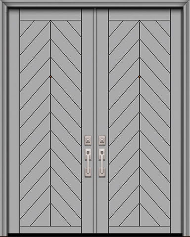 WDMA 64x96 Door (5ft4in by 8ft) Exterior Smooth 96in Double Chevron Solid Contemporary Door 1