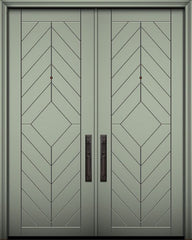 WDMA 64x96 Door (5ft4in by 8ft) Exterior Smooth 96in Double Lynnwood Solid Contemporary Door 1