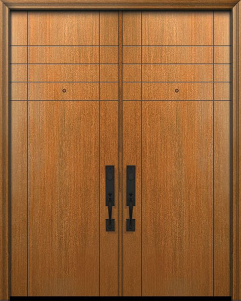 WDMA 64x96 Door (5ft4in by 8ft) Exterior Mahogany IMPACT | 96in Double Fleetwood Solid Contemporary Door 1