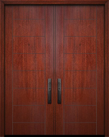 WDMA 64x96 Door (5ft4in by 8ft) Exterior Mahogany IMPACT | 96in Double Brentwood Solid Contemporary Door 1