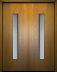 WDMA 64x96 Door (5ft4in by 8ft) Exterior Mahogany 96in Double Malibu Contemporary Door w/Textured Glass 1