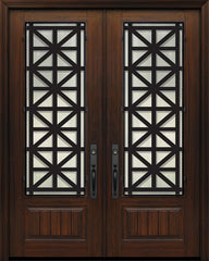 WDMA 64x96 Door (5ft4in by 8ft) Exterior Cherry 96in Double 1 Panel 3/4 Lite Contempo Steel Grille Door 1