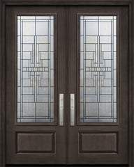 WDMA 64x96 Door (5ft4in by 8ft) Exterior Cherry 96in Double 1 Panel 3/4 Lite Remington Door 1