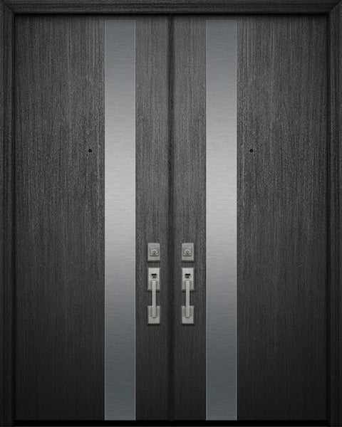 WDMA 64x96 Door (5ft4in by 8ft) Exterior Mahogany 96in Double Costa Mesa Steel Contemporary Door 1