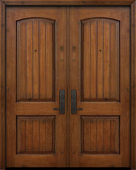 WDMA 64x96 Door (5ft4in by 8ft) Exterior Knotty Alder IMPACT | 96in Double 2 Panel Arch V-Groove Door 1