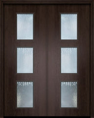 WDMA 64x96 Door (5ft4in by 8ft) Exterior Mahogany 96in Double Newport Contemporary Door w/Textured Glass 1