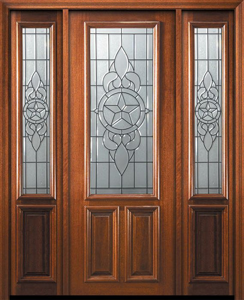 WDMA 64x96 Door (5ft4in by 8ft) Exterior Mahogany 36in x 96in 2/3 Lite Brazos Door /2side 1