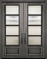 WDMA 64x96 Door (5ft4in by 8ft) Exterior Mahogany 96in Double 3/4 Lite Urban Steel Grille Portobello Door 1