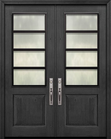 WDMA 64x96 Door (5ft4in by 8ft) Exterior Knotty Alder IMPACT | 96in Double 1 Panel 2/3 Lite Urban Steel Grille Door 1