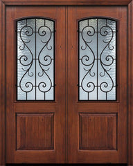 WDMA 64x96 Door (5ft4in by 8ft) Exterior Knotty Alder IMPACT | 96in Double 1 Panel 2/3 Arch Lite St Charles Door 1