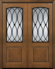 WDMA 64x96 Door (5ft4in by 8ft) Exterior Knotty Alder 96in Double 1 Panel 2/3 Arch Lite La Salle Door 1